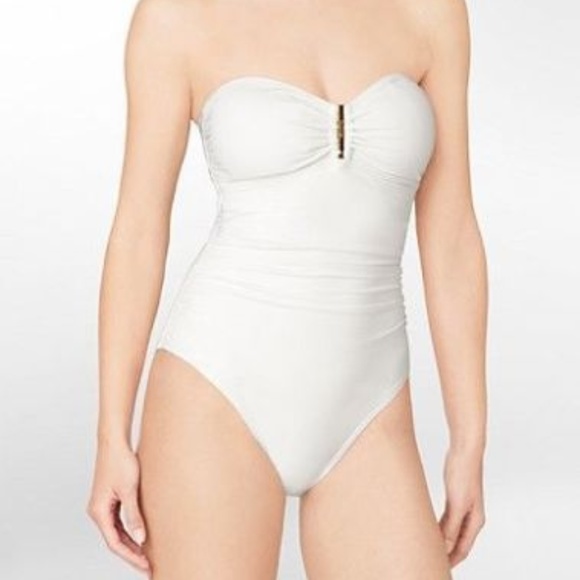 calvin klein shirred one piece swimsuit